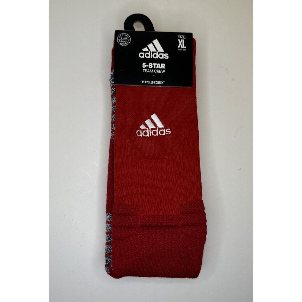 adidas 5-Star Team Cushioned Crew Socks, Red Mens Size XL (12-16)